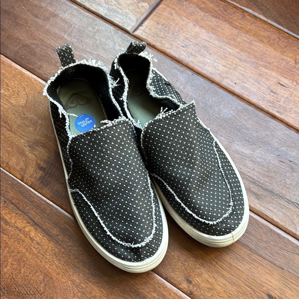 Roxy Black and White Polka Dot Slip-On Shoes
